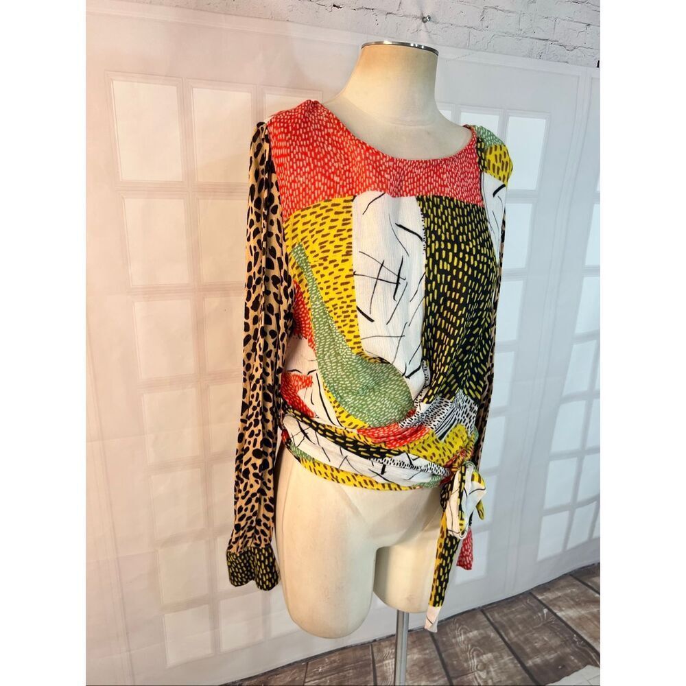 Blink London Anthropologie unique wrap long sleeve blouse size xl - Picture 3 of 13